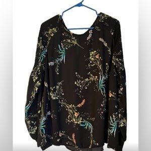 Worthington floral print smocked sleeve blouse size 3X